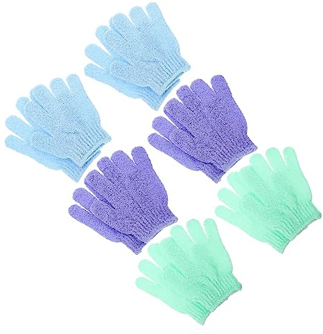 WRITWAA 12 Guantes Exfoliantes de Nylon Suaves para Baño y Limpieza Corporal Diseño Moderno Ajusta Palma de Adultos Unisex