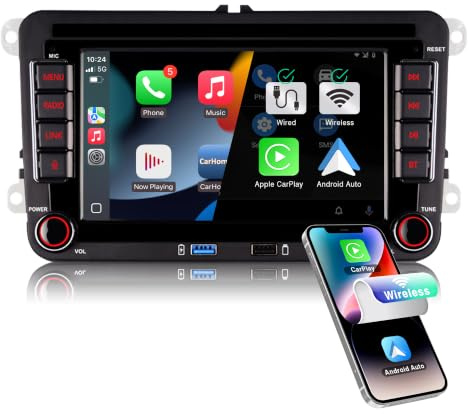 Autoradio für VW Golf 5 Golf 6, Wireless CarPlay & Android Auto, DAB+ | Autoradio für Passat B6, Jetta, Polo, Touran & Seat, 7 Zoll Touchscreen Autoradio, FM/AM/RDS, CANBUS, Lenkradfernbedienung