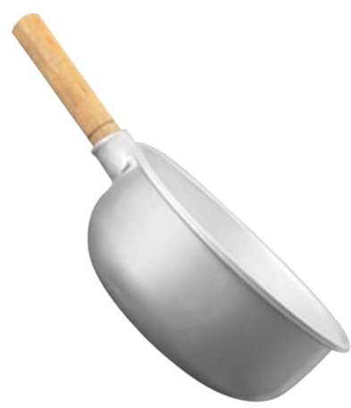 Cabilock Scoop d'eau en aluminium épaissi servir grand cuillère de service cuillère à eau avec manche ménage fendu Ustensiles de cuisine louche de service écurie en bois
