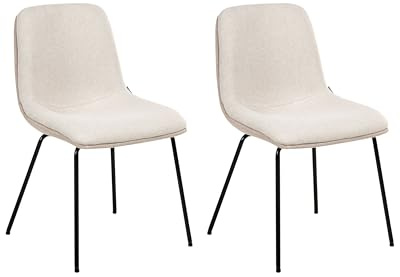 Beliani Conjunto de 2 sillas de Comedor sin reposabrazos diseño escandinavo tapicería fácil Limpieza Beige Lorida
