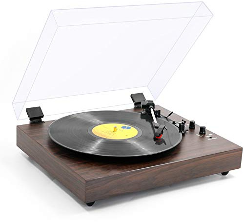 ZJFHEYUO Tourne-Disque phonographique, Trois Vitesses, Compatible avec Les disques vinyles 7/10/12 Pouces, Lecteur Vinyle avec 2 Haut-parleurs intégrés, Design Valise