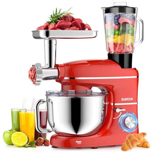 3 In 1 Robot De Cocina 10l Batidora Amasadora con Batidora De 1,5 L Y Picadora de Carne Robot de Cocina,Kit Accesorios (Negro)