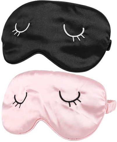 2 Pezzi Maschera per Occhi, Maschera da Sonno per Dormienti Laterali, Maschera Notturna Divertente, Maschera Regolabile Morbida per Dormire, per Uomini e Donne, Viaggi, Aereo