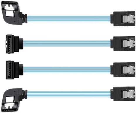CY Câble 4 pièces/lot, coudé à 90 degrés, type hôte interne 4 SATA vers disque cible 4 SATA 7 broches, câble serveur de données 6 Gbit/s 25 cm