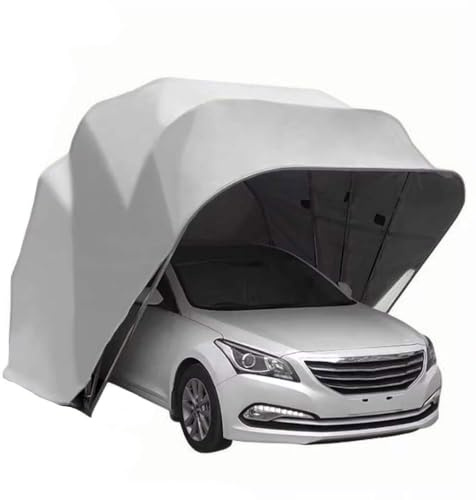 BEDCKCC Allwetterfester Carport, Mobile Edelstahl Faltgarage, Halbautomatischer Anti-Exposition-Carport, Abschließbarer, Für Pickups, Und Autos, Grau 5.9 X 2.7 X 2.45 M