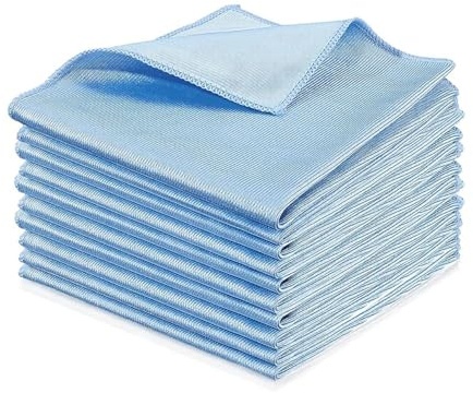 JOVS Microfiber Glass Cloth Pack of 10 | 40 x 56 cm | Lint Free, Microfibre Cloth Soft Fabric - Window Cleaning Cloths Streak Free for Mirrors, Glasses, and Screens – Durable & Easy to Wash