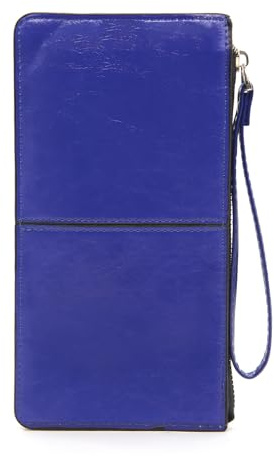 LJCZKA Leather Wristlet Purses for Women Slim Clutch Wallet Ladies Cellphone Credit Card Holder Wallet with RFID Protection (Blue)