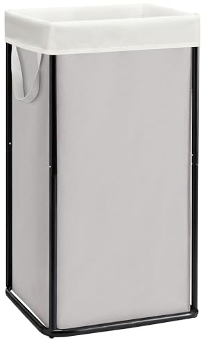 STORAGE MANIAC Large Laundry Hamper, 23.7 Gal. Metal Laundry Basket with Removable Bag for Easy Carry, Strong Dirty Clothes Hamper for Bedroom, Bathroom, Dorm, College, 90L Grey