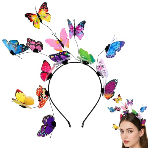 Schmetterling Haarreif, Bunte Schmetterling Kopfschmuck, Schmetterlings Stirnbänder, Schmetterlinge Haarschmuck, Schmetterlings Fascinator Stirnband für Karneval, Tanzkostüme, Fastnacht, Rollenspiele