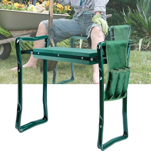 BRIEFNESS Sgabello pieghevole da giardino con imbottitura in schiuma EVA, leggero per il giardinaggio, portatile e salvaspazio