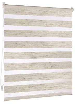 Victoria M. Doppelrollo Klemmfix ohne Bohren, 75 x 150 cm (BxH) Leinen, Rollo Fensterrollo lichtdurchlässig & verdunkelnd，Duo-Rollo Klemmmontage Zebrarollo für Fenster & Türen