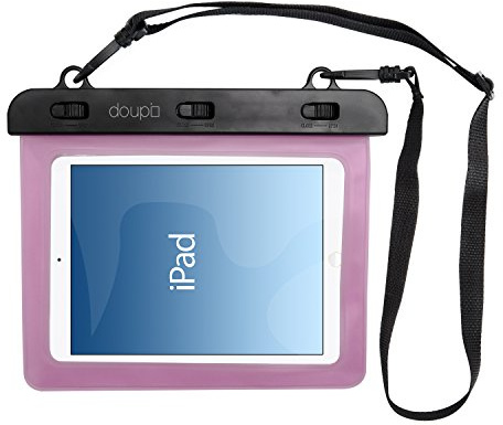 doupi wasserdichte Schutztasche 220x160mm für 7/8 Zoll Tablet Touchscreen Funktion Wasserfest Schutzhülle Waterproof Water Resistant Beach Bag Pink
