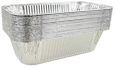 Pactogo 5 lb. Disposable Aluminum Foil Loaf Bread Baking Pan 12.53 x 6.5 x 3.31 - Heavy Duty Made in USA (Pack of 20)
