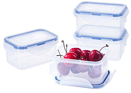 EASYLOCK 4Pack 180ML Food Storage Containers with Lids Airtight, Meal Prep Containers Reusable, Plastic Food Container with Lids Set, Freezer Storage Boxes, Sauce Pots, Snack Pots
