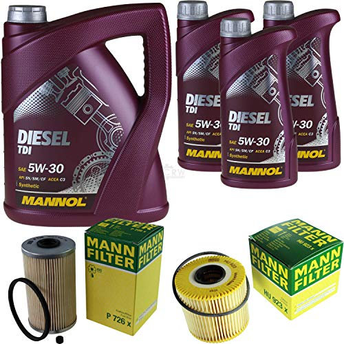Filter Set Inspektionspaket 8 Liter MANNOL Motoröl Diesel TDI 5W-30 API SN/CF MANN-FILTER Ölfilter Kraftstofffilter