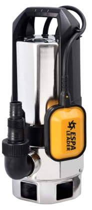 ESPA LEADER Bomba de Achique Sumergible BISA V 1100S M para Drenaje de Aguas Sucias y Fosas Sépticas, Caudal Máximo 18.000 l/h, Altura Máx. 8m, Acero Inox, con Interruptor de Nivel y 10m de Cable