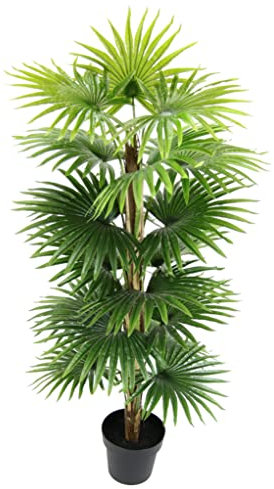 Flair Flower Künstliche Fächerpalme mit Kokosfaser im Topf Palme Kunstpalme Kunstpflanze Dekopalme Schirmpalme Kunstbaum Palmenbaum Pflanze Baum 125 cm, 151544GN