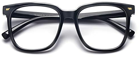 PANNER Oversized Square Blue Light Blocking Glasses for Women Men Anti Glare Reduce Eyestrain Computer Glasses(Black)