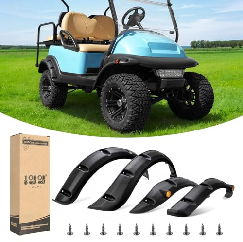 10L0L 4PCS Golf Cart Fender Flares, Exact for Standard Club Car Precedent 2004 & UP, Impact-Resistant ABS Plastic Mud Guards with Reflectors & Stainless Steel Hardware - Not for Modified Carts