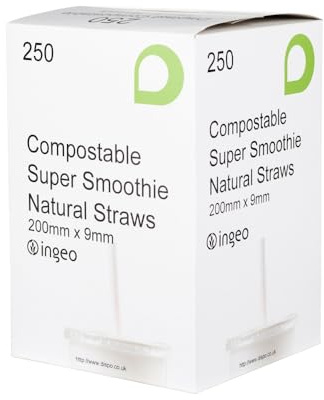 Biodegradable Smoothie Straws 9mm PLA x 1 Box of 250 Straws (250)