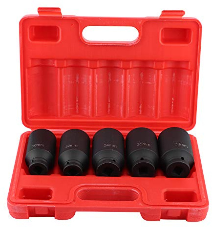 Ejoyous Schlagschrauber Nüsse 1/2 Zoll Set 5-TLG Kraft-Steckschlüssel-Einsatz-Satz Impact Socket Set 12,5 mm (1/2) Kraftsteckschlüssel-Set 30-36 mm Schlagnuss-Satz zum Lösen/Entfernen von Schrauben