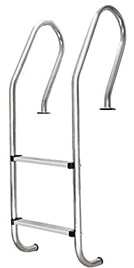 AWJ Schwimmbecken-Rolltreppe, Edelstahl, 2 rutschfeste Stufen und Handläufe, Starke Tragfähigkeit, geeignet für oberirdische Schwimmbecken-Whirlpools (Silber 50 x 23 x 136 cm)