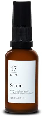 47 Skin | Hydrating Face Serum with Silver Chitoderm for ALL Skin Types | Clears Acne, Prevents & Heals Breakouts & Blemishes, Repairs Scars | Moisturises and Nourishes For Smooth Skin | 30ml | | Clears Acne, Prevents & Heals Breakouts & Blemishes, Repairs Scars | Moisturises and Nourishes For Smooth Skin | 30ml