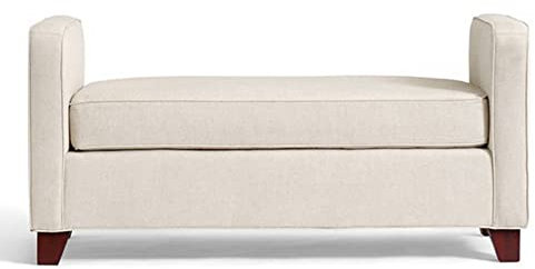 ZZFF Wohnzimmer Schlafzimmer Ende Der Bettbank,Moderner Akzentstoff Bench Ottoman Mit Gepolstertem Kissensitz,Roll Arms Eingang Sitzbank Mit Stauraum-Beige 80x40x42cm(31x16x17inch)