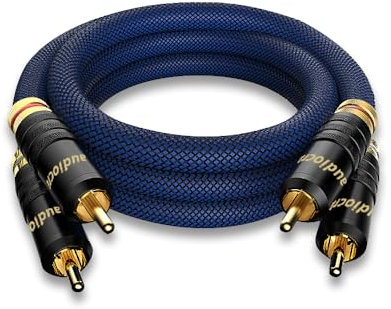 Tertullus High-End Cinch Kabel 1.5m Cinch Kabel OFC Versilberter Leiter mit Doppelter Abschirmung 2 CinchStecker auf 2 Cinch Stecker HiFi-Signalkabel für CD, verstärker, Audio, Decoder