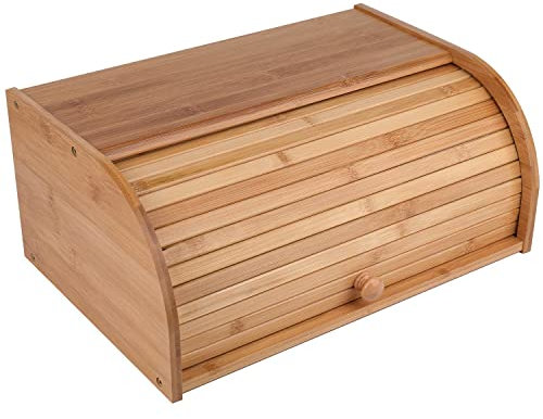 KAYBTNT Brotkasten aus Natürlicher Bambus - Brotkorb Groß mit Roll-Deckel, Brotaufbewahrung Eco Bread Box für Küche, Brot Lange Aufbewahren und Frisch Halten