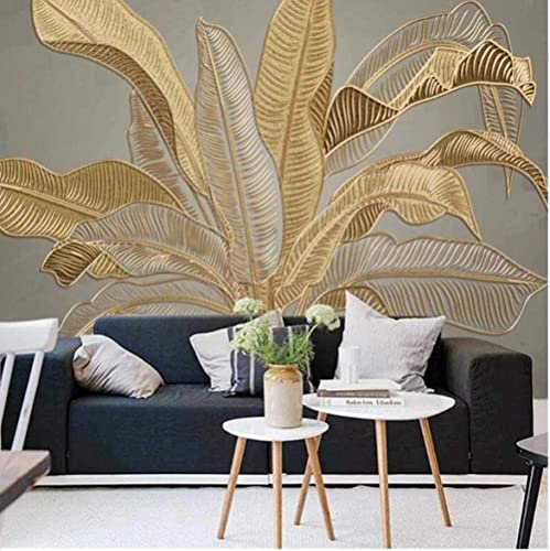 Wallpaper 3D Photo Wallpaper Golden Plant Leaves Banana Leaves Mural Living Room Kitchen Bedroom Wall 3D Wallpaper Paste Living Room The Wall For Bedroom Mural Office Dining Room - 400 x 280 cm (WxH)