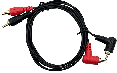 Traovien Câble audio RCA 2RCA, 90 degrés, 2 mâles vers 2 mâles RCA mâles, câble audio stéréo 1 m (RCA mâle droit vers mâle coudé rouge et noir)