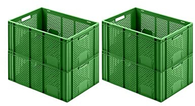PROREGAL CHEFGASTRO SuperSparSet 4x Eurobehälter Obst- und Gemüsekasten | HxBxT 27,4x40x60cm | 54 Liter | Grün | Obst-Gemüsekiste, Obstkorb, Transportbox