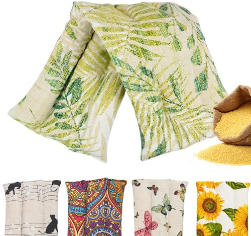 Saco Termico Semillas para Microondas - Bolsa Semillas Calor Microondas - Cojin de Semillas para Microondas - Sin Aroma - Relleno de Semillas de Mijo Ecológico - Fabricado en España 45x14cm