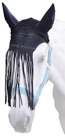 EANAGO Premium-Fliegenschutz für Pferde, mit Fransen - schnelle & leichte Befestigung am Zaumzeug 3 Klettverschlüssen - Fliegenmaske Pferd - Fliegenhaube Pferde - Fliegenmaske - Fliegenfransen Pferd