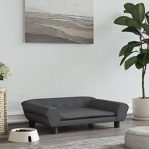 LAPOOH Hundebett Dunkelgrau 70x48x22 cm Samt Hundesofa, Hunde Bett, Hundekissen, Dog Bed, Kuschelbett Katzen, Hunde Couch, Hunde Sofabett,172014