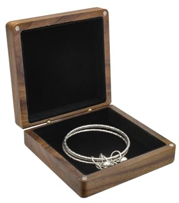 WisePoint Bracelet Box, Wood Bracelet Gift Box Square Bangle Boxes, Bracelet Display Case for Men and Women, Vintage Gift Holder for Bracelets, Bangle, Necklace, Earring (black)