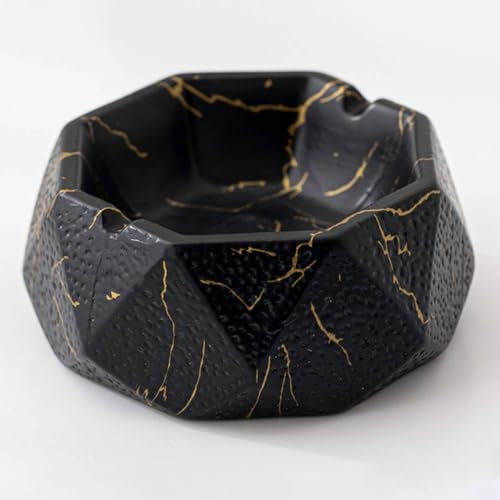 TYMYYS Kleine Zigarrenaschenbecher Für Männer, Äußere Aschenbecher Für Zigaretten Für Die Terrasse, Keramische Coole Aschenbecher Keramische Innendekorationen-schwarz-13x13x5.5cm