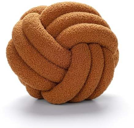 BSOMAM Knotenballkissen, geknotetes Ball-Wurfkissen, ultraweich, dekorativ, handgewebt, geknoteter Ball, Lammvelours-Sofakissen, Knotenkissen, Sofakissen für Schlafzimmer (Braun)