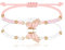 Nayyana 2 Stück BFF-Armbänder für passende Schmetterlingsarmbänder Verstellbarer Strang Best Friends-Armband handgefertigter Charm-Freundschaftsarmbänder Schmuck Geschenke, Weiß+Rosa