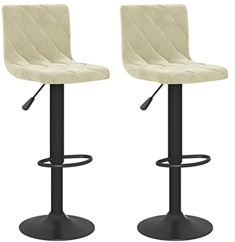 vidaXL 2X Taburetes de Cocina Casa Bistró Pub Restaurante Mostrador Asiento Reposapiés Silla Alta de Bar Moderno Ajustable Terciopelo Crema