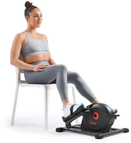 Sunny Health & Fitness Smart Under-Desk Elliptical Trainer, Mini Pedal Equipment for Senior Low-Profile Workout, Cycle Cardio Training at Home/Office, Free SunnyFit App Bluetooth Connect - SF-E324029