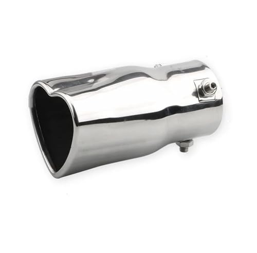 ZSGHJA Auspuffblenden Herzform Stil 2,5 Zoll Edelstahl Silber Bunte Auspuff Tipps Schalldämpfer Endrohr Auspuffrohr(Silver Straight A)