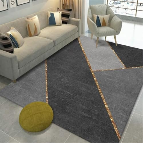 LKTRUK 200X250Cm Grau Tepiche Für Wohnzimmer Schlafzimmer-Nachttisch-Teppich, Wohnzimmer, Rechteckiger Teppich, rutschfest Und Feuchtigkeitsbeständig 6Ft 6.7''X8
