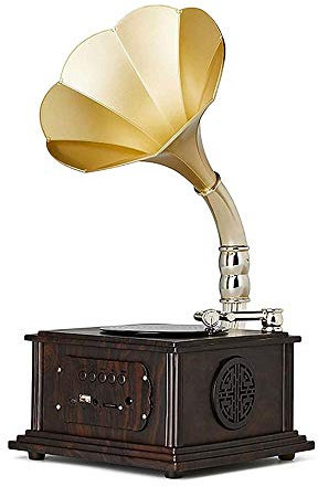 MRKU Gramophone en Bois, phonographe, Haut-parleurs stéréo, Platine Vinyle, système de Lecteur de disques vinyles 33/45 TR/Min, Sortie FM, auxiliaire, USB, Bluetooth 4.2