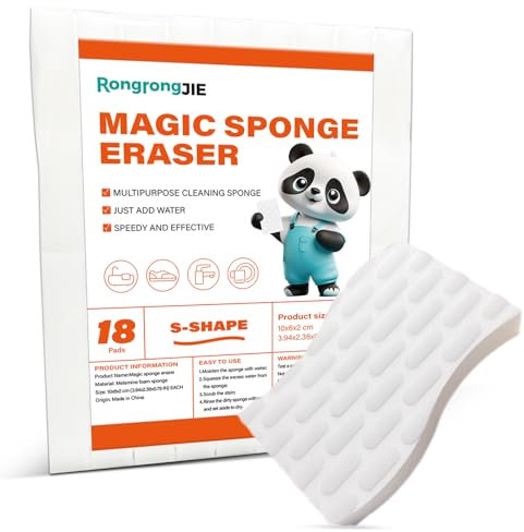 RongrongJIE Gomma magica in melamina, a forma di S, panni per la pulizia di bagno, cucina, esterni, multiuso, per pulire vasca, doccia, parete, forno, scarpe, 18 ct