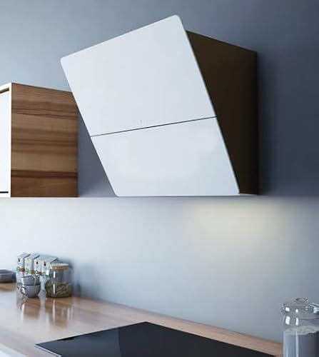 refsta 6439 JORAN I 90cm, Glas weiß/Edelstahl, Dunstabzug, Kopffrei Schräghaube, Touch Bedienung, 4 Stufen, 761 m³/h, Motor drehbar