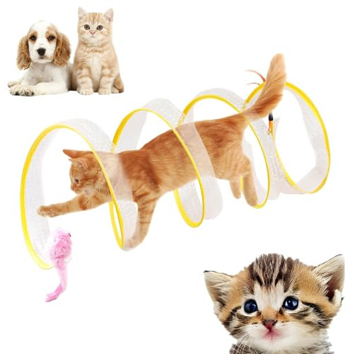 Katzentu-nnel Interaktives Katzensp-ielzeug, Faltbar Durchmesser 25 cm Katzens-pielzeug S Katzentu-nnel Mit Cat Toy, Katzenspie-lzeug Selbstbeschäftigung Katzen-Spielzeug Spirale Katzentunnel (A)