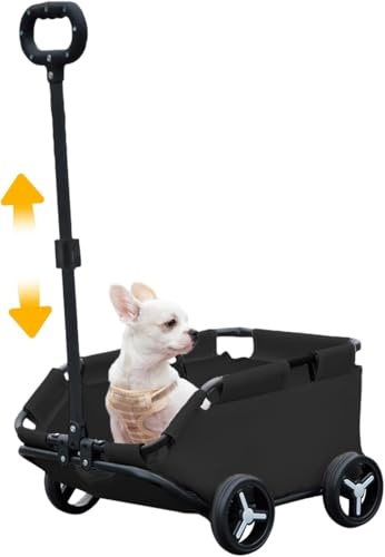 Katt- och hundvagn för små hundar – lätt, vikbar husdjurstransport för resor, shopping och promenader – rullbar katttransportör