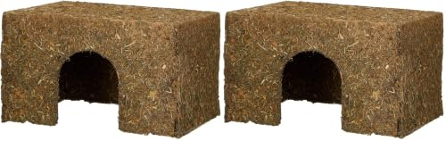 Dehner Nagersnack, Nagerfutter, essbarer Unterschlupf für Zwergkaninchen/Nager, Blüten-Heuhaus, 300g (2er Pack)